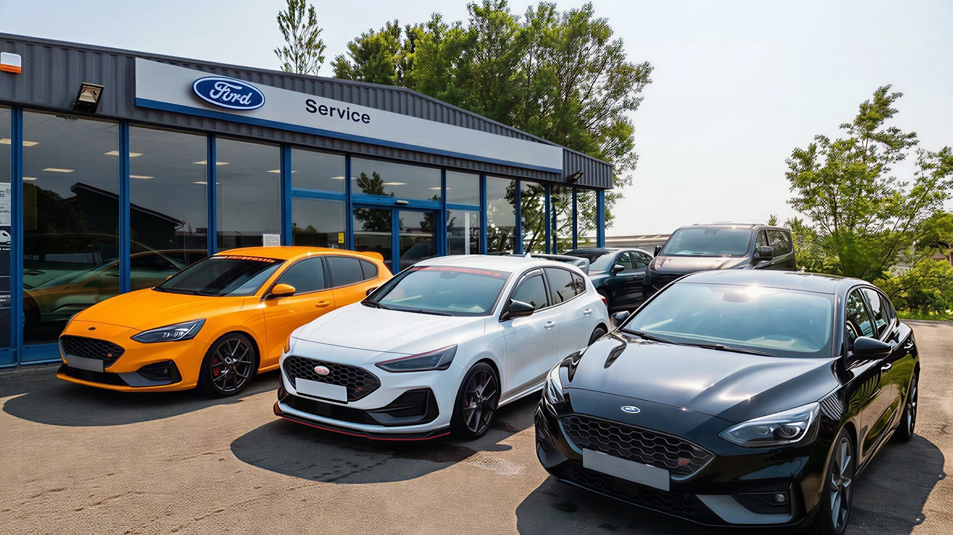 Showroom automobile intérieur avec véhicules neufs exposés sur sol brillant